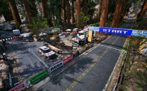 Ligne d'arrivée, avec un véhicule de l'assistance (intégrée à la démo et jouable avec plus tard ?!) : un environnement assez joli, mais un poil moins travaillé.