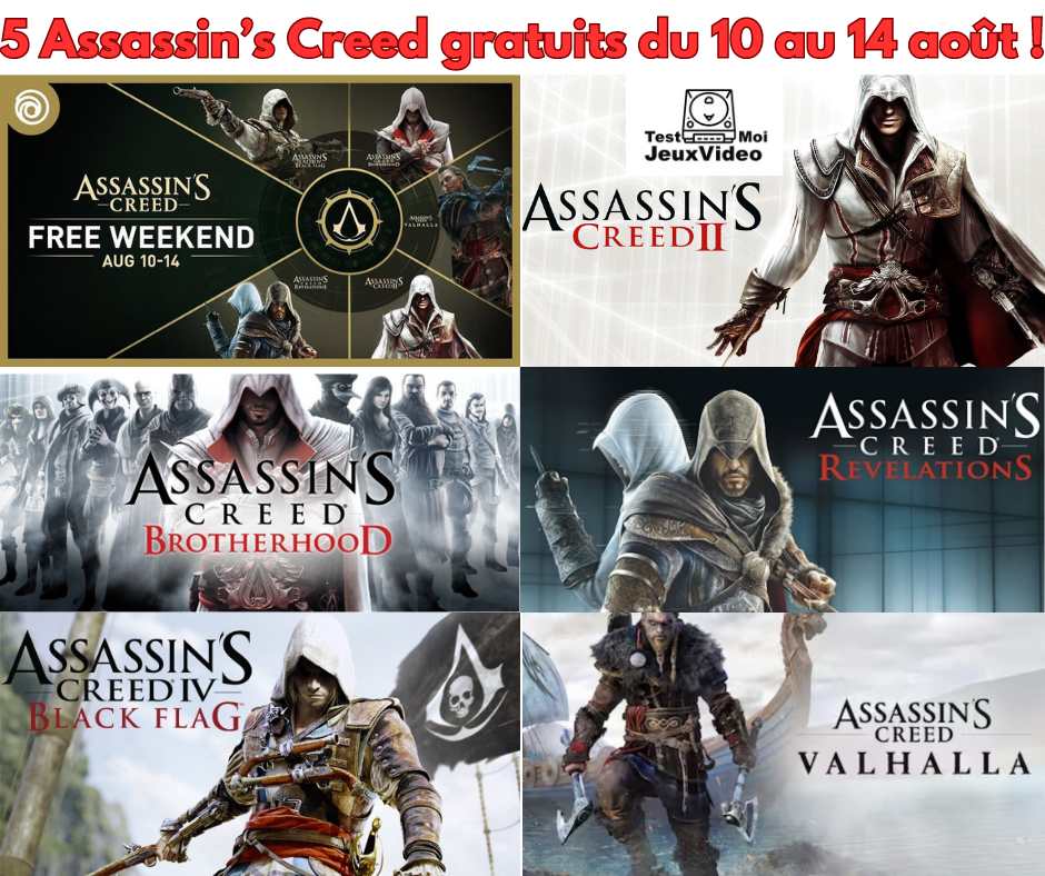 5 Assassin&rsquo;s Creed gratuits et jouables du 10 au 14 août !